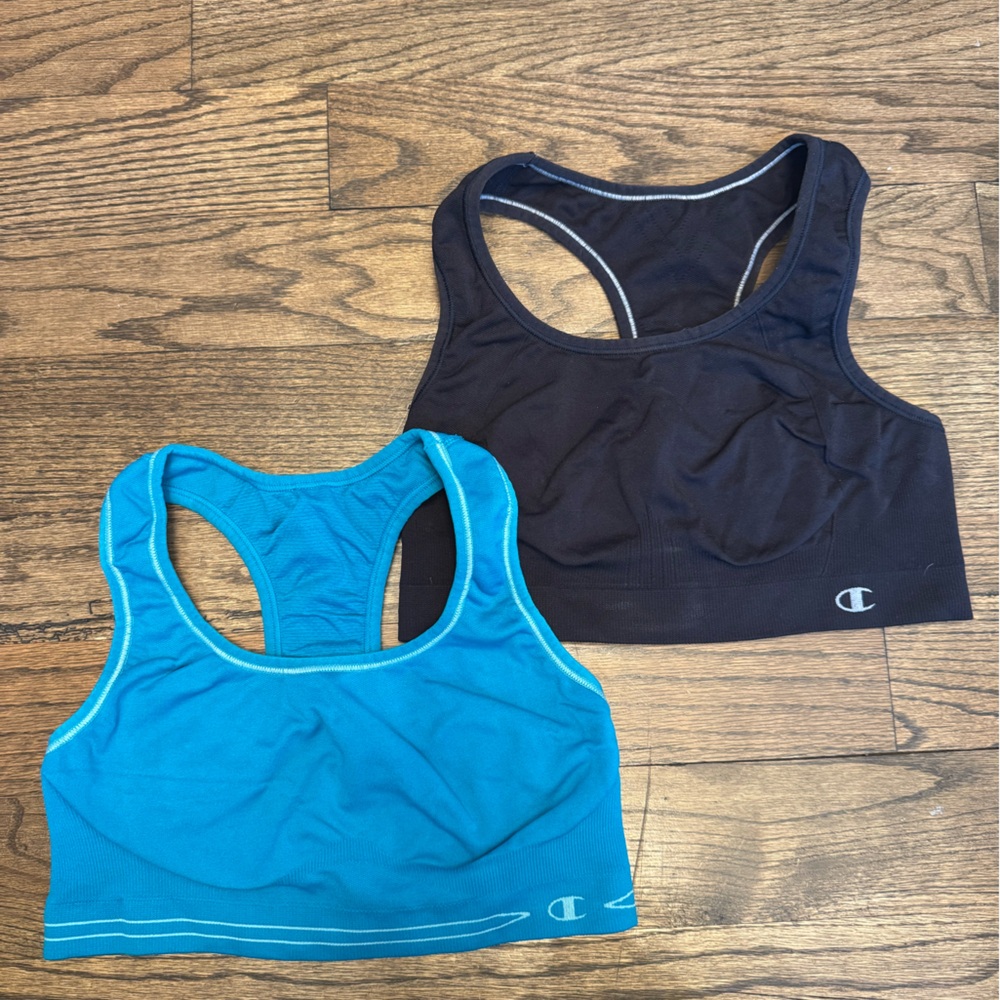 Champion Black and Blue Sports Bras, Medium